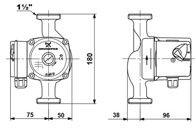 Циркуляционный насос для систем отопления Grundfos UPS 25-60 180 фото-4