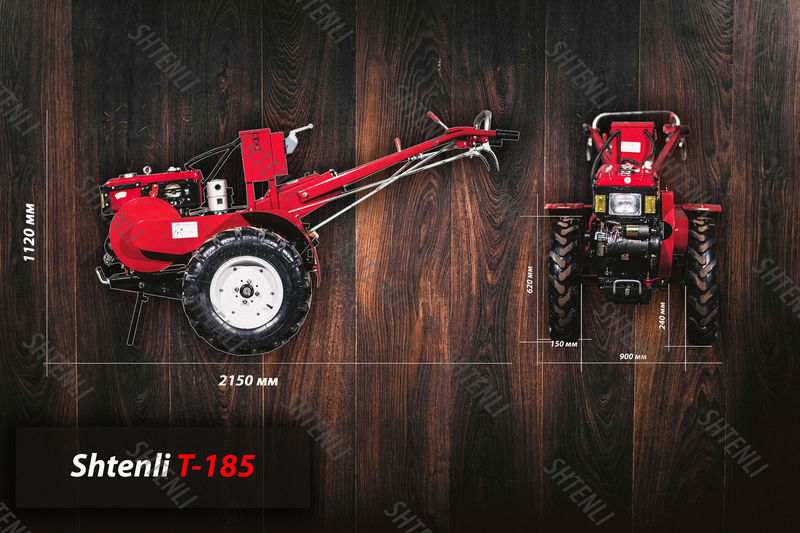 Мотоблок дизельный тяжёлый Shtenli G-185 (Дизель, 10,5 л.с., эл. стартер с аккумулятором, ВОМ, фара, почвофреза, сцепка, плуг, защитные щитки) фото-3